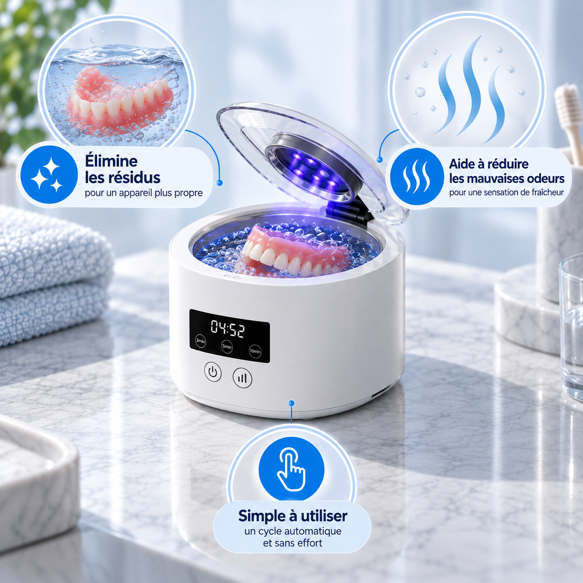 HALOXI Cleario — Nettoyeur ultrasonique pour appareils dentaires